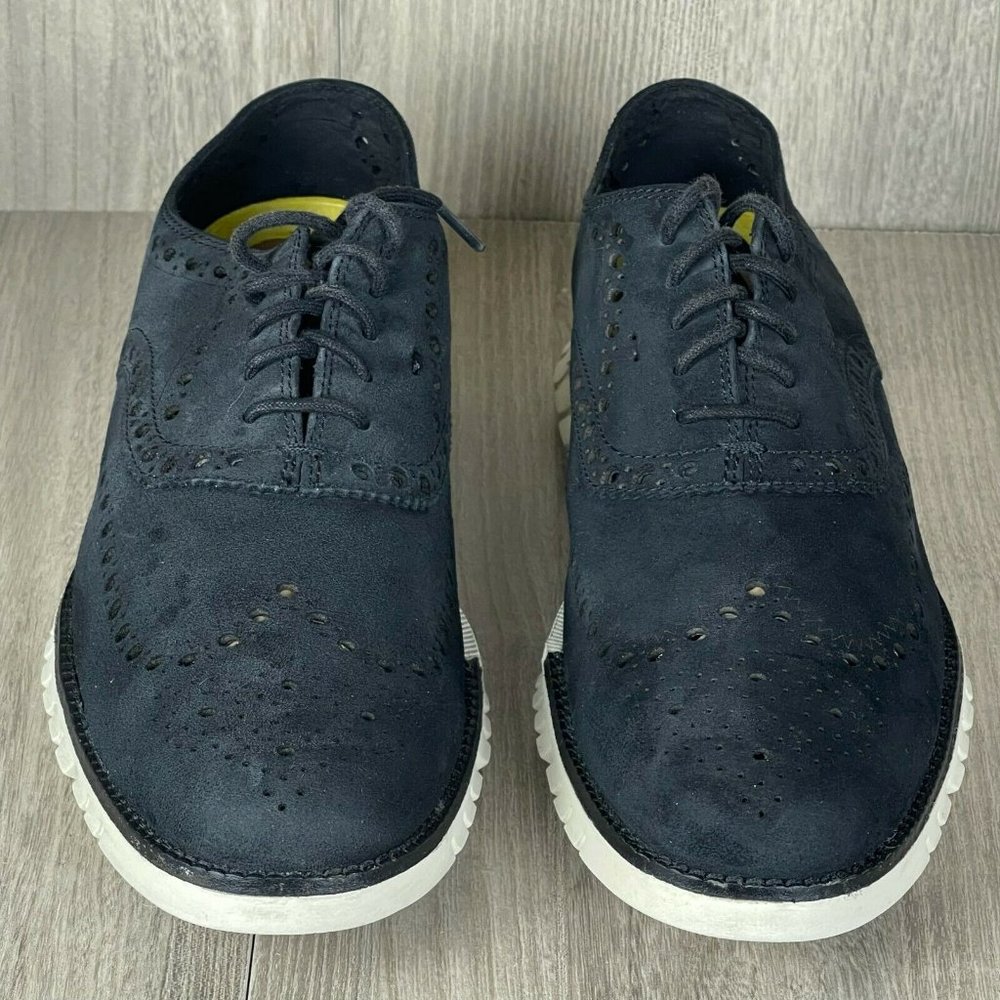 Cole Hann Men's ZEROGRAND Lace Up Wingtip Casual Oxford Shoe Black Sz 10M Suede - Picture 2 of 11